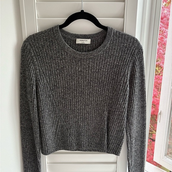 Babaton Gray Ribbed Sweater - Picture 1 of 2